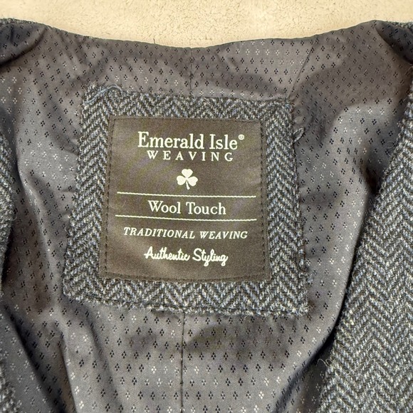 Emerald Isle Weaving Mens Navy Herringbone Wool Touch Waistcoat Vest Size XXL - Picture 2 of 10
